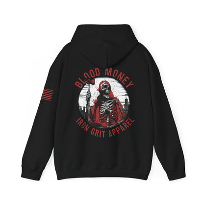 BLOOD MONEY HOODIE - BLACK - Iron Grit Apparel